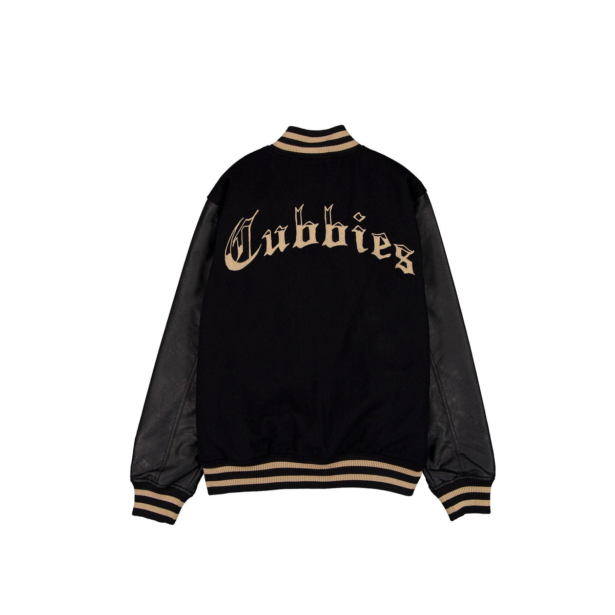 Chicago Cubs Gothic Lettering Black Wool Varsity Jacket