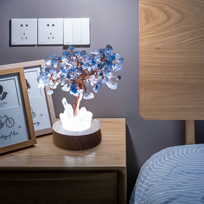 Olivenorma Aquamarine Crystal Feng Shui Tree Lamp