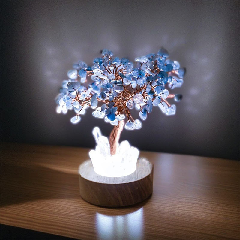 Olivenorma Aquamarine Crystal Feng Shui Tree Lamp