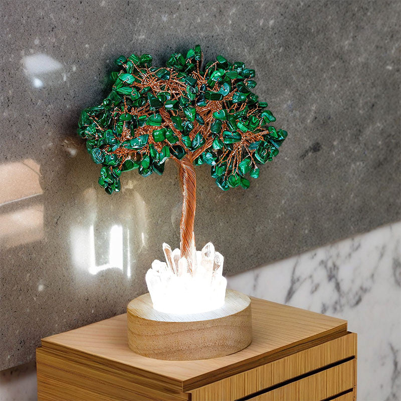 Olivenorma Malachite Crystal Feng Shui Tree Lamp