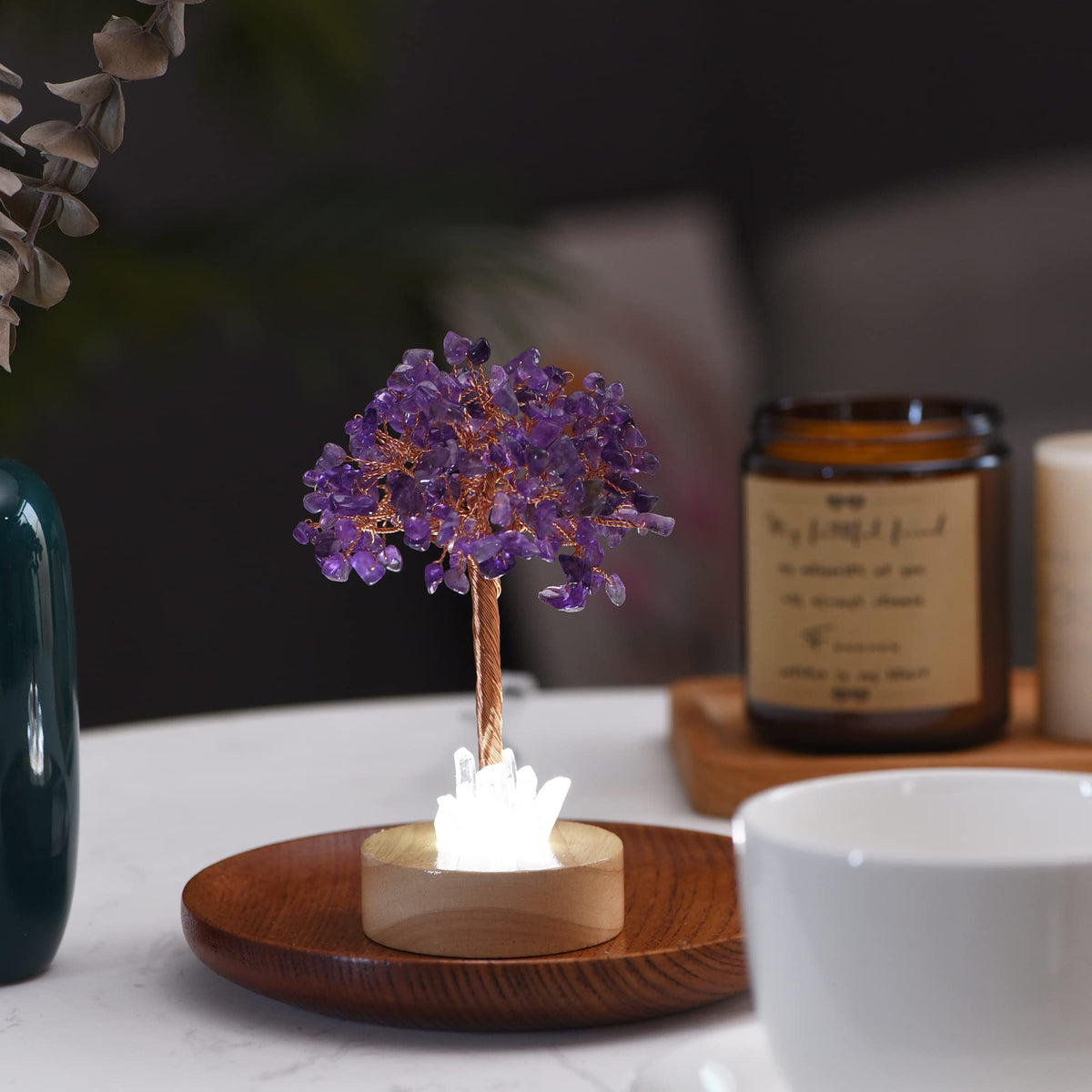 Olivenorma Amethyst Crystal Feng Shui Tree Lamp