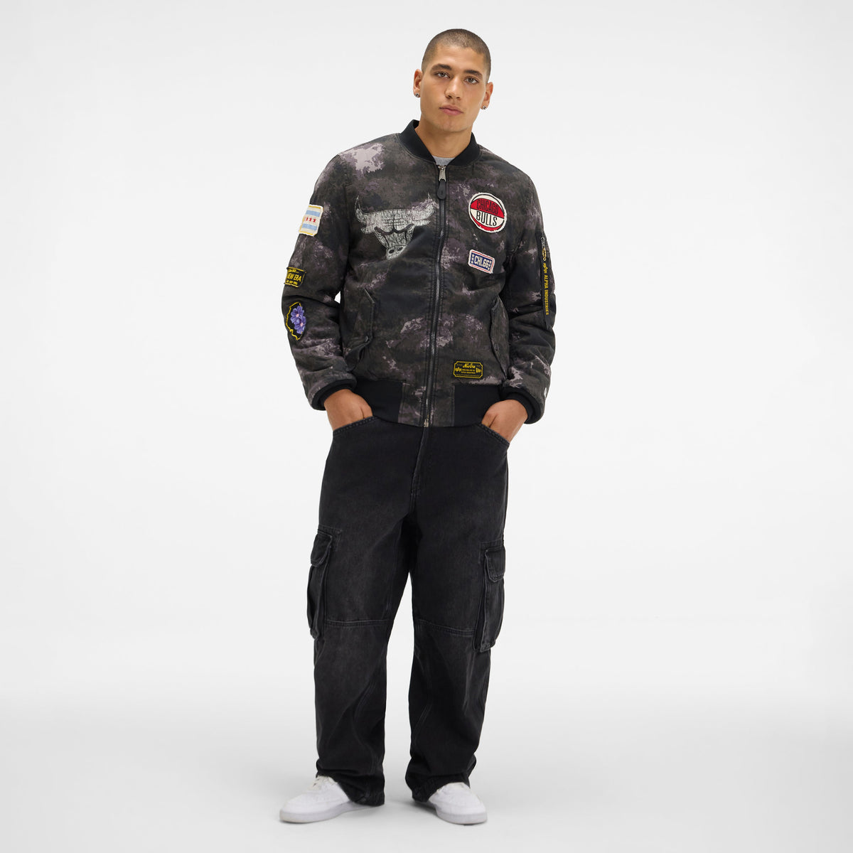 Alpha Industries x Los Angeles Lakers Black Camo MA-1 Bomber Jacket