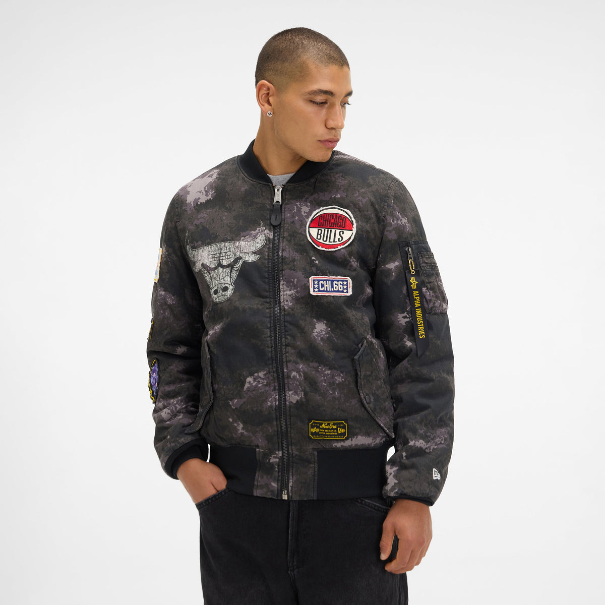 Alpha Industries x Los Angeles Lakers Black Camo MA-1 Bomber Jacket