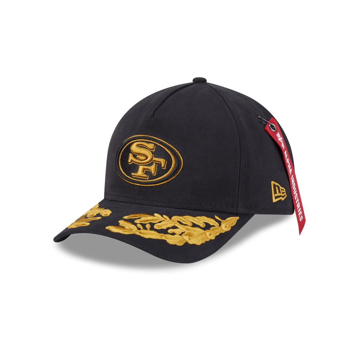 Alpha Industries x San Francisco 49ers Black 9FORTY M-Crown A-Frame Snapback Hat