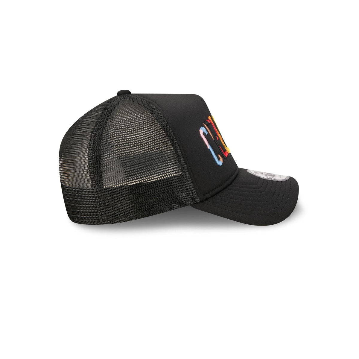 Boston Celtics Rainbow Wordmark 9FORTY A-Frame Trucker Hat