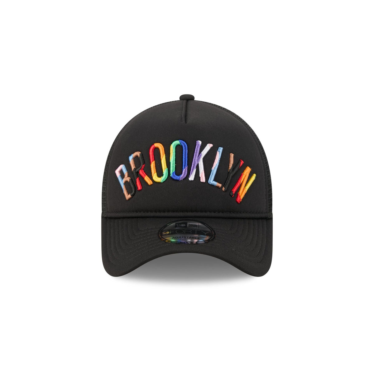 Brooklyn Nets Rainbow Wordmark 9FORTY A-Frame Trucker Hat