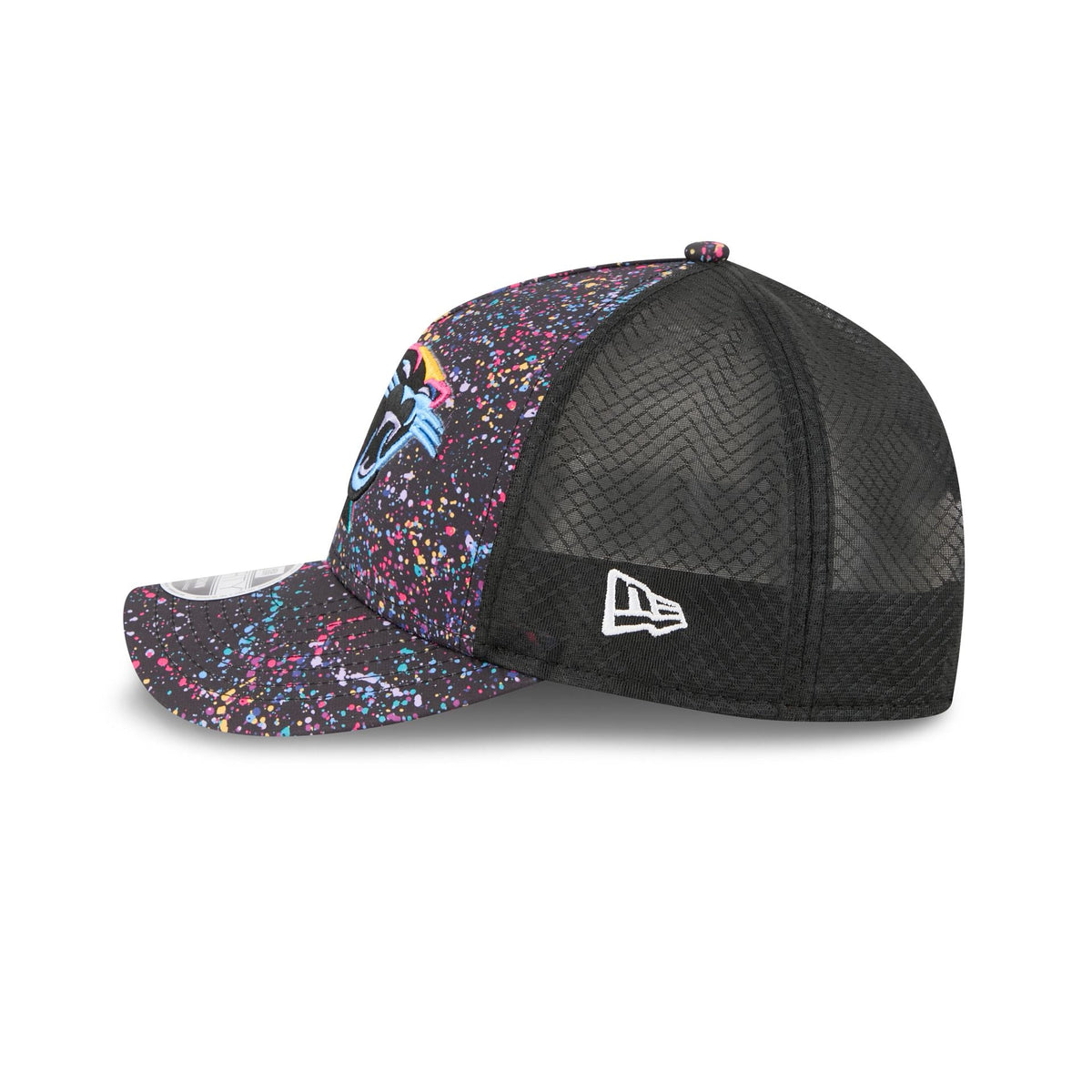 Carolina Panthers 2025 Crucial Catch 9FORTY M-Crown A-Frame Trucker Hat