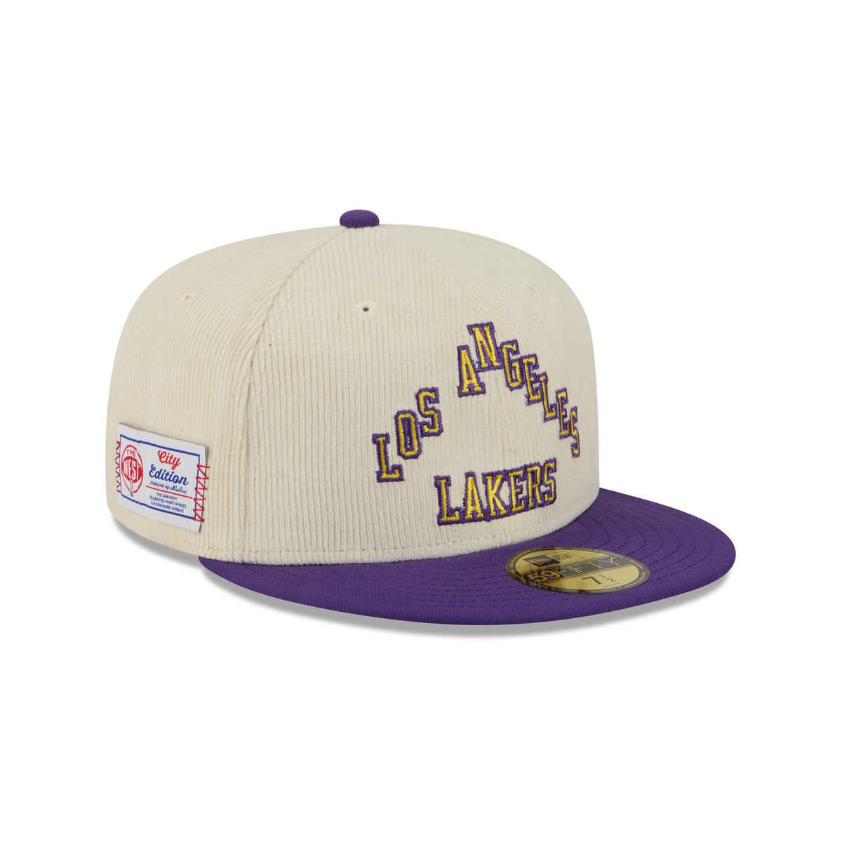 Los Angeles Lakers 2025 City Edition Chrome White Corduroy 59FIFTY Fitted Hat
