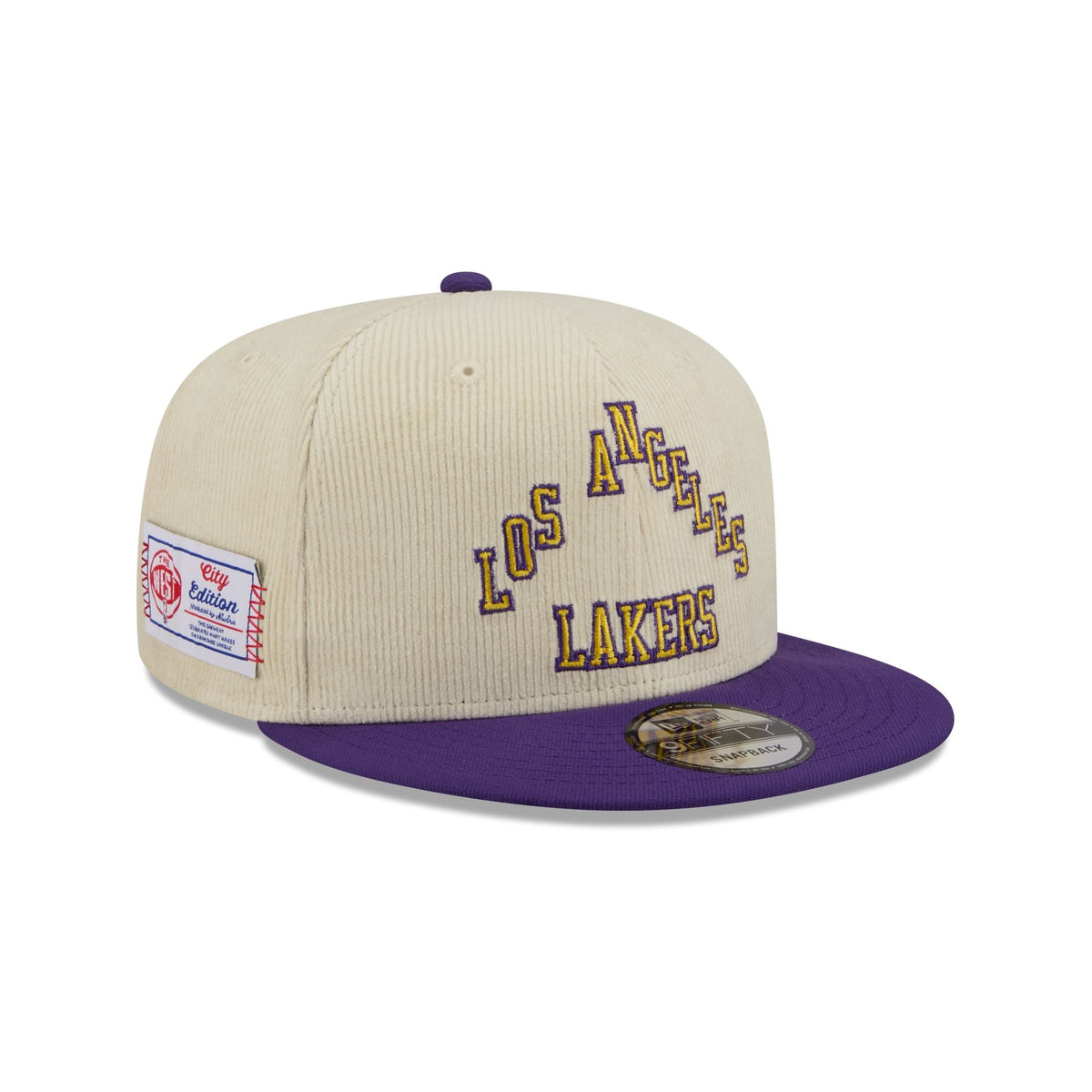 Los Angeles Lakers 2025 City Edition Chrome White Corduroy 9FIFTY Snapback Hat