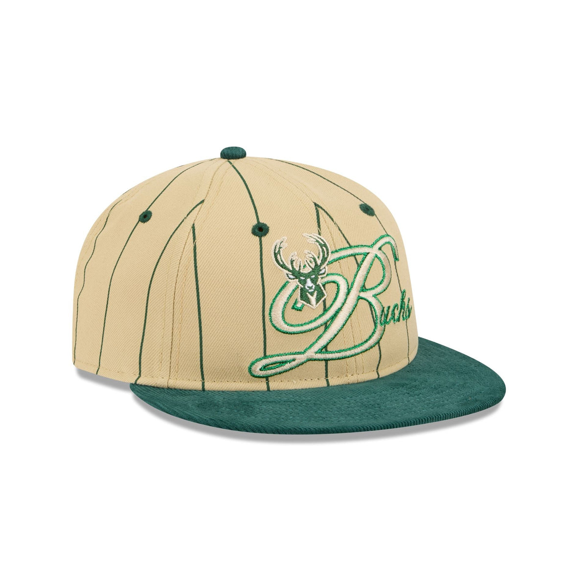 Milwaukee Bucks Pinstripe Script Retro Crown 9FIFTY Adjustable Hat
