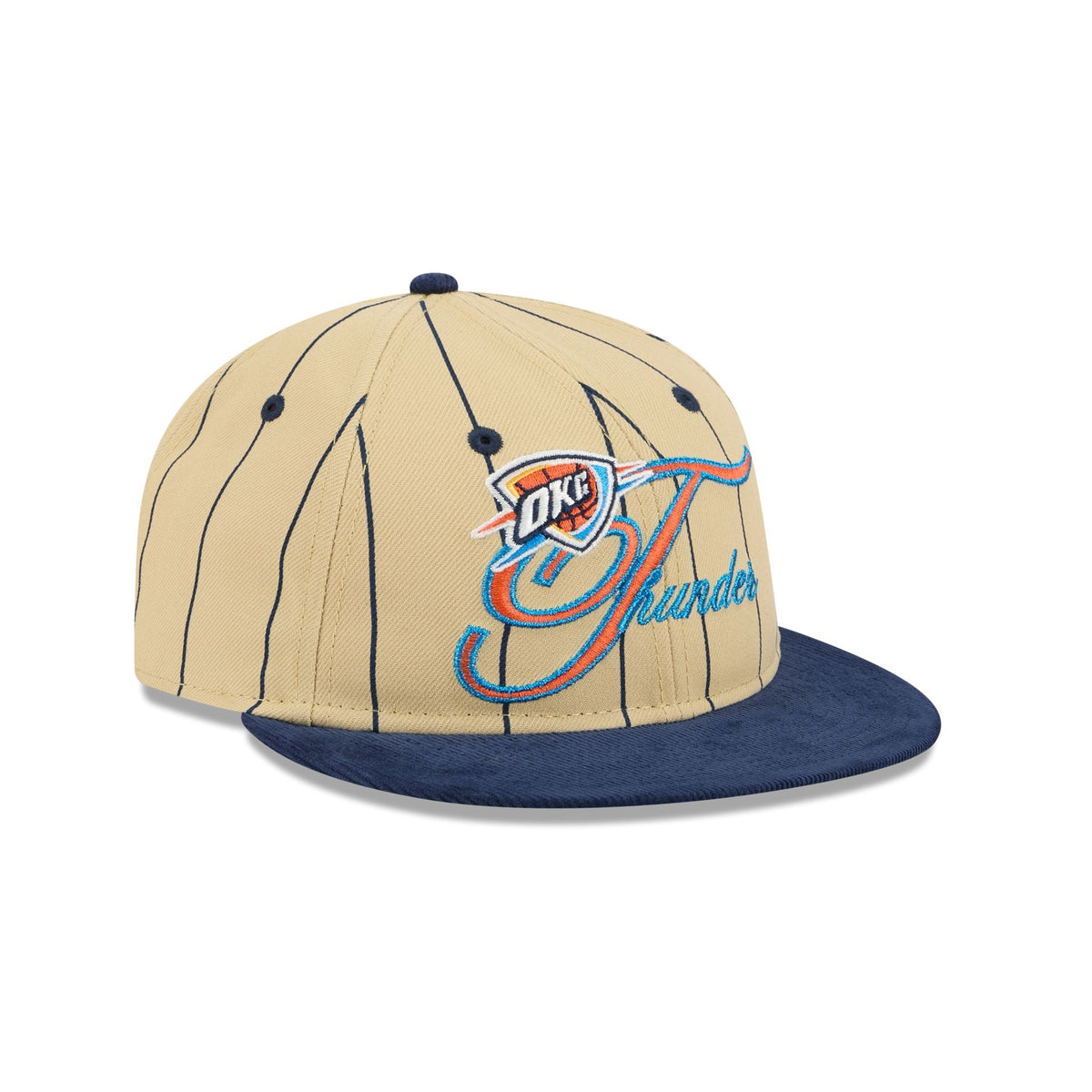 Oklahoma City Thunder Pinstripe Script Retro Crown 9FIFTY Adjustable Hat