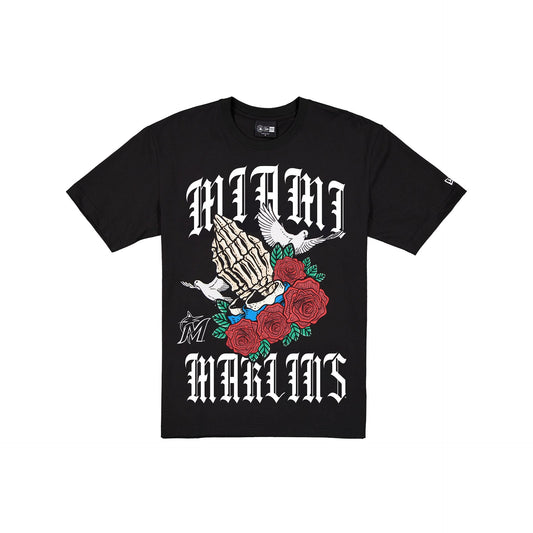 Miami Marlins Gothic Bloom Black T-Shirt
