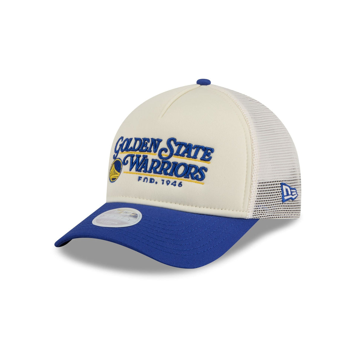 Golden State Warriors Retro Chrome Women's White 9FORTY M-Crown A-Frame Trucker Hat