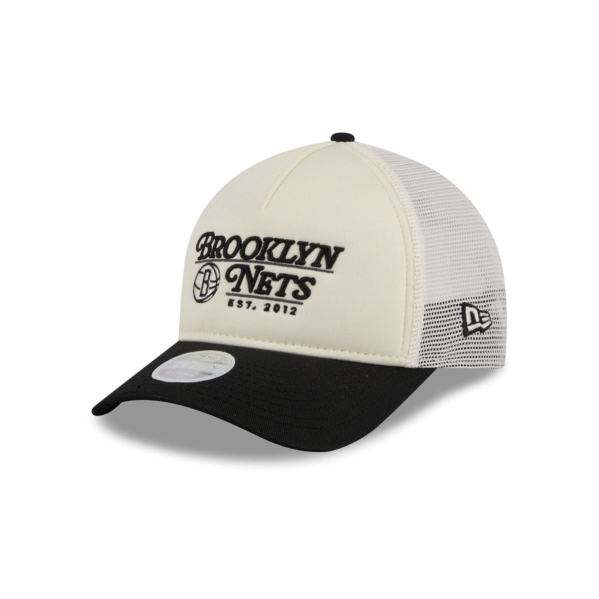 Brooklyn Nets Retro Chrome Women's White 9FORTY M-Crown A-Frame Trucker Hat