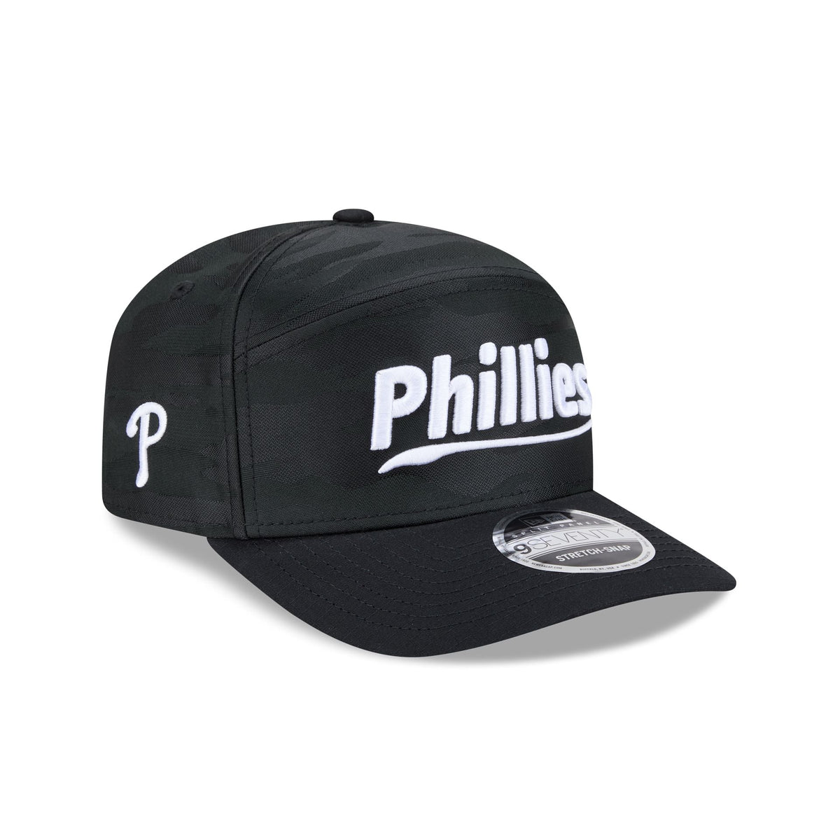 Philadelphia Phillies Black Camo Split Panel 9SEVENTY Stretch-Snap Hat
