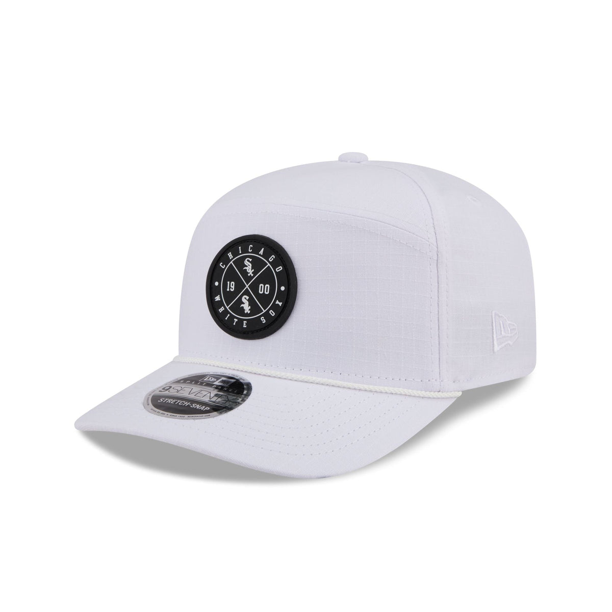 Chicago White Sox Circle Logo White Split Panel 9SEVENTY Stretch-Snap Hat