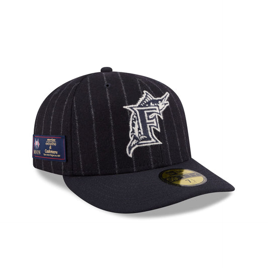 Miami Marlins Pinstripe Merino & Cashmere Moon 59FIFTY Fitted Hat