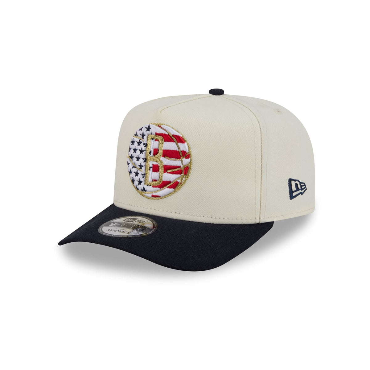 Brooklyn Nets Chrome White Stars and Stripes 9FIFTY A-Frame Snapback Hat
