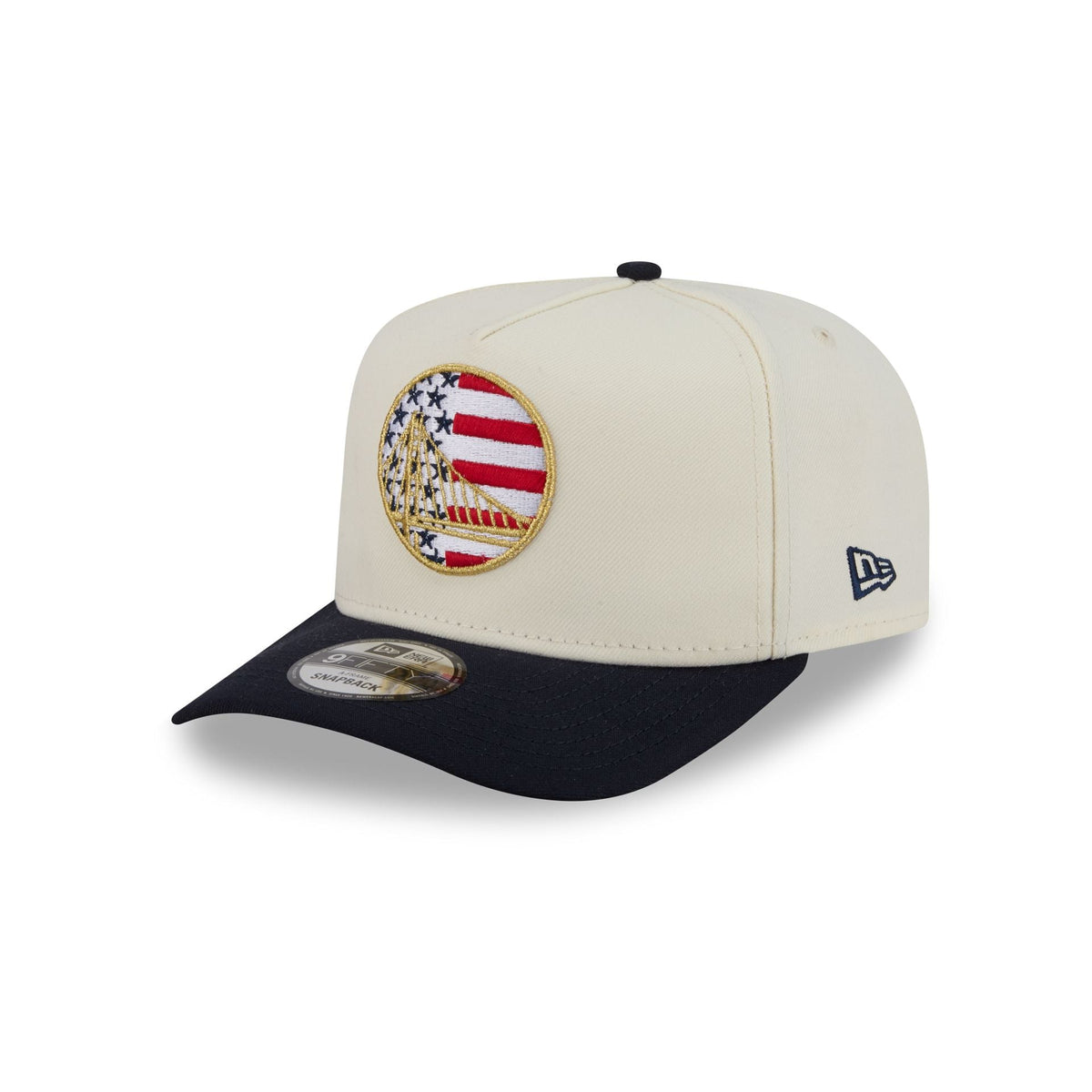 Golden State Warriors Chrome White Stars and Stripes 9FIFTY A-Frame Snapback Hat
