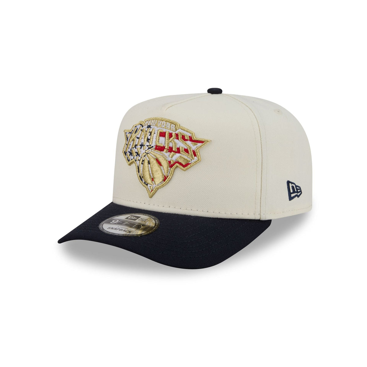 New York Knicks Chrome White Stars and Stripes 9FIFTY A-Frame Snapback Hat