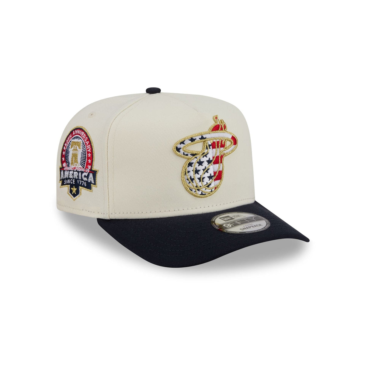 Miami Heat Chrome White Stars and Stripes 9FIFTY A-Frame Snapback Hat