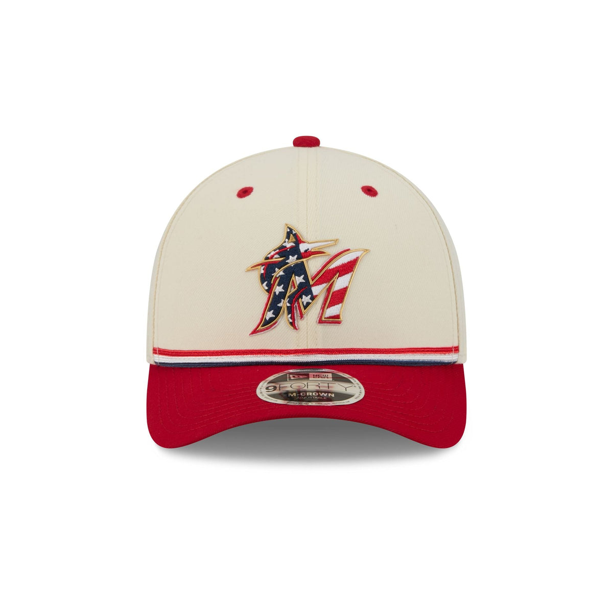 Miami Marlins Independence Day 2026 9FORTY M-Crown Snapback Hat