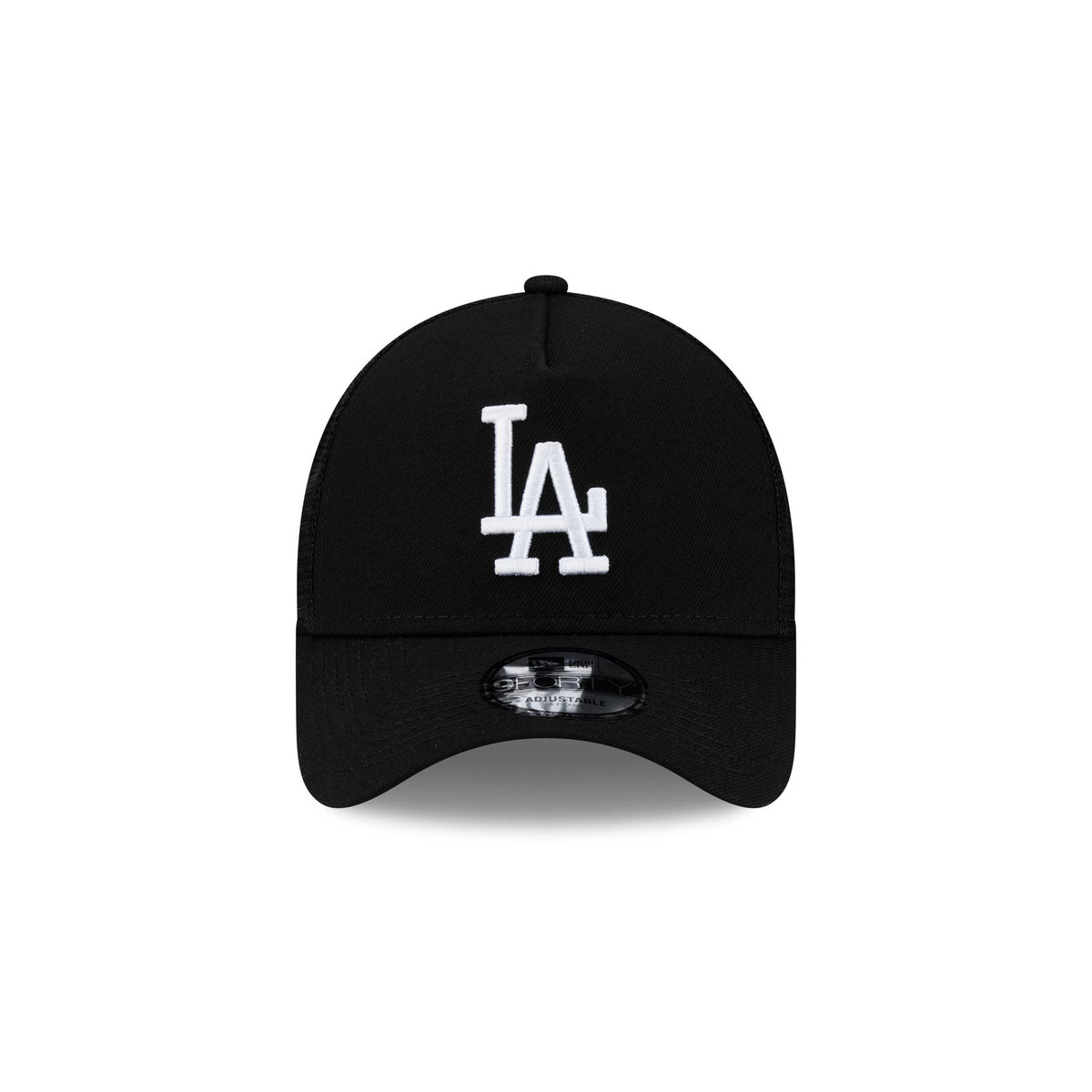 Los Angeles Dodgers Side Script Black 9FORTY A-Frame Trucker Hat