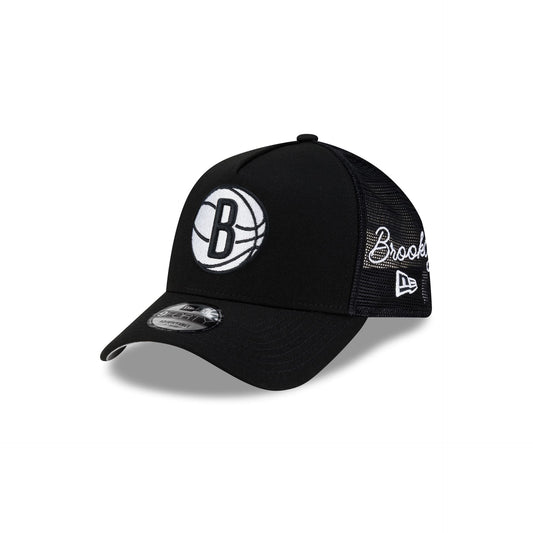 Brooklyn Nets Side Script 9FORTY A-Frame Trucker Hat