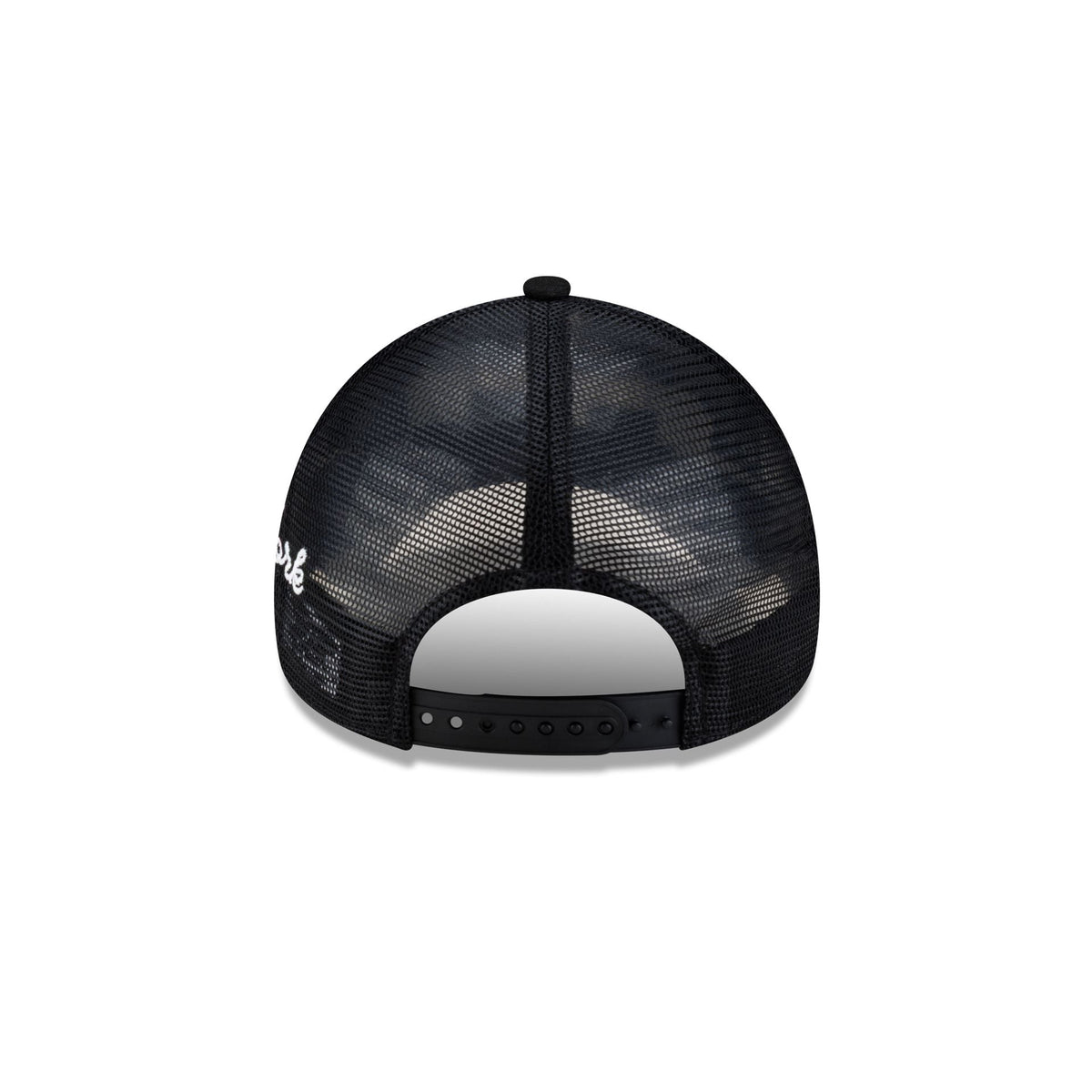 New York Mets Side Script Black 9FORTY A-Frame Trucker Hat