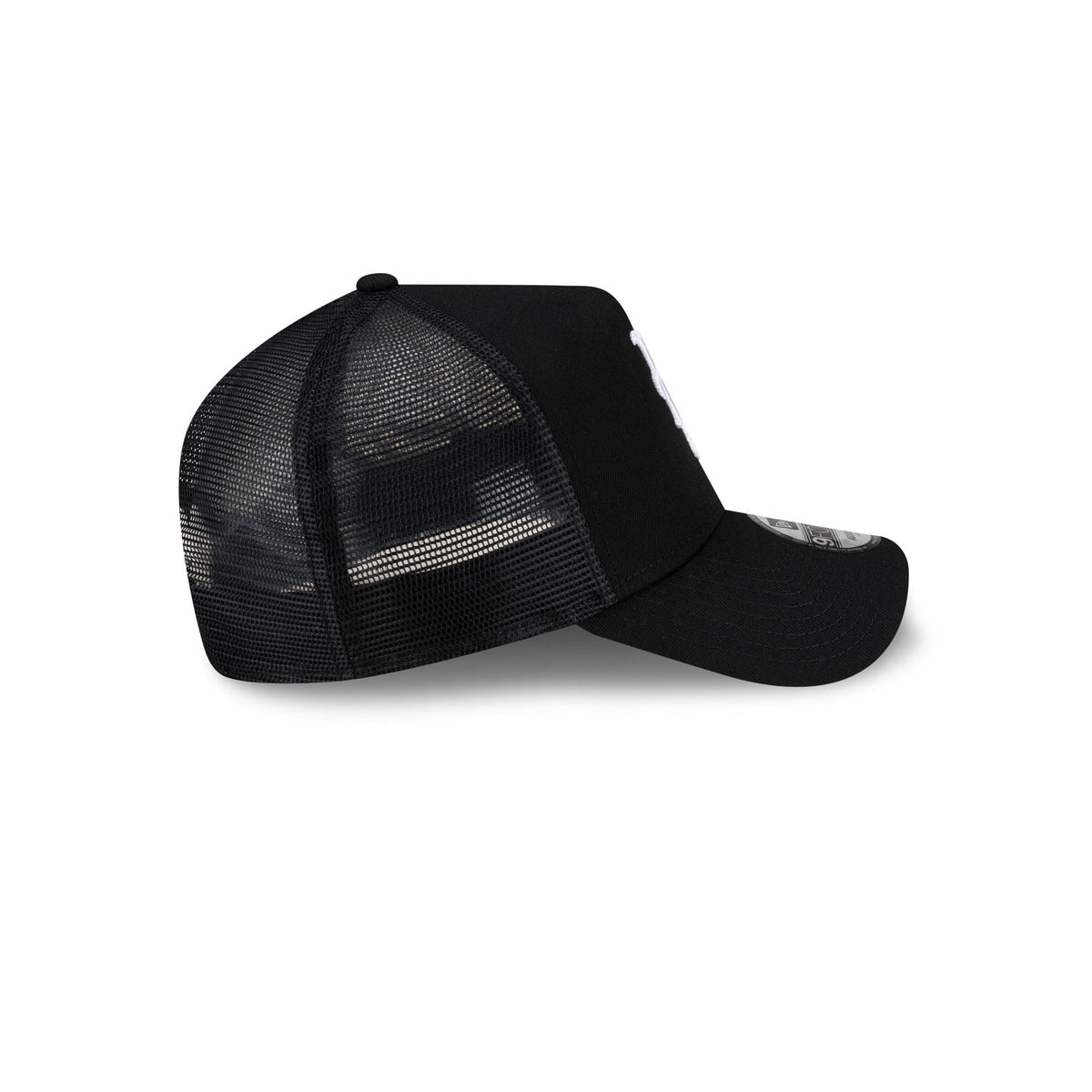 New York Mets Side Script Black 9FORTY A-Frame Trucker Hat
