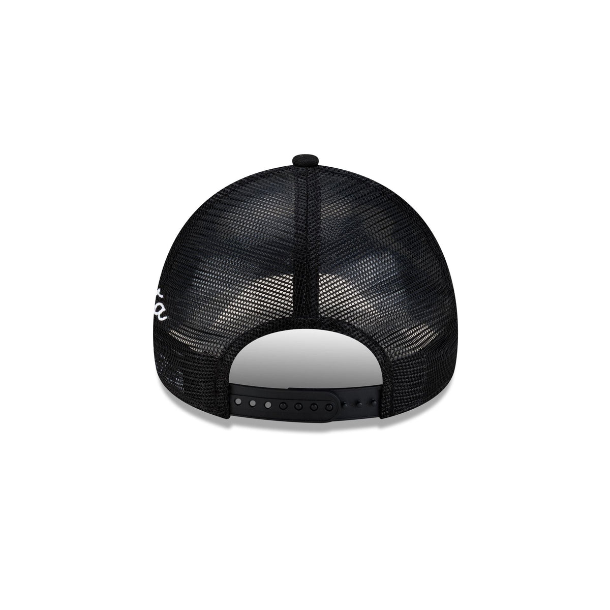 Atlanta Braves Side Script Black 9FORTY A-Frame Trucker Hat
