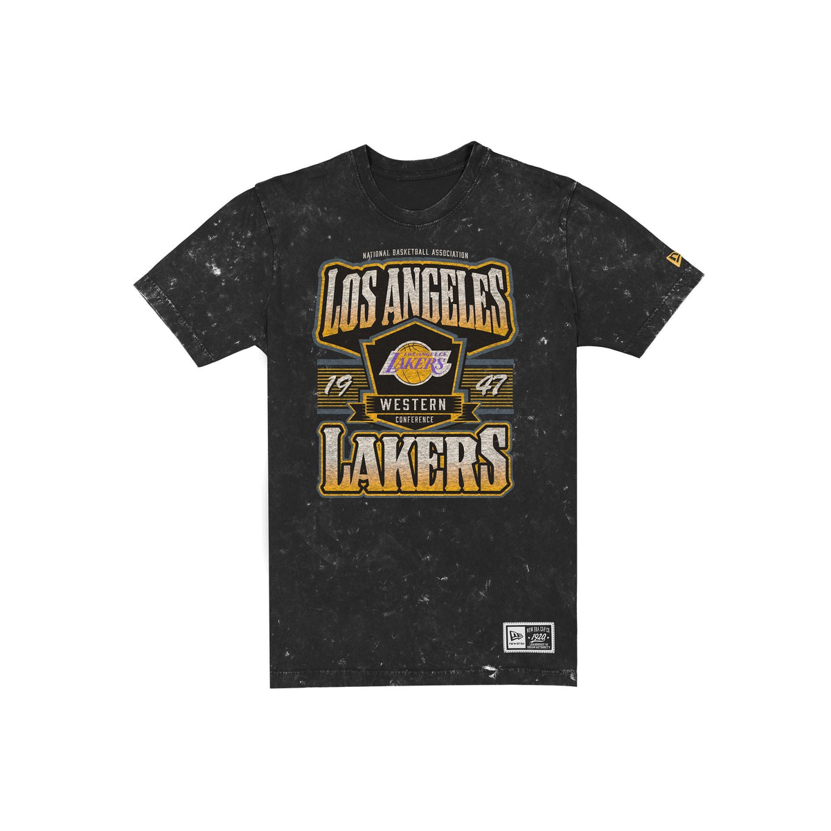 Los Angeles Lakers Throwback Washed Graphic Black T-Shirt