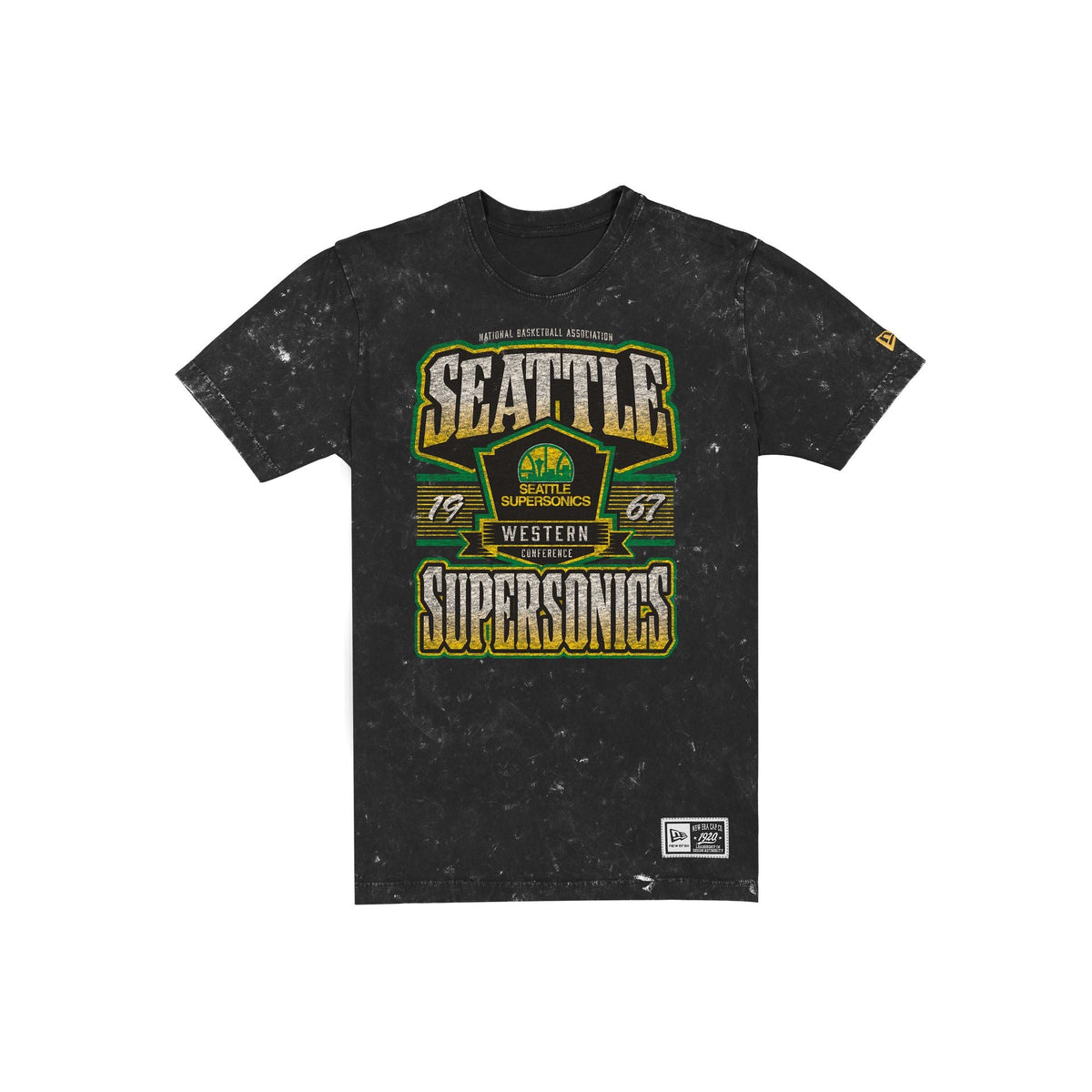 Seattle SuperSonics Throwback Washed Graphic Black T-Shirt