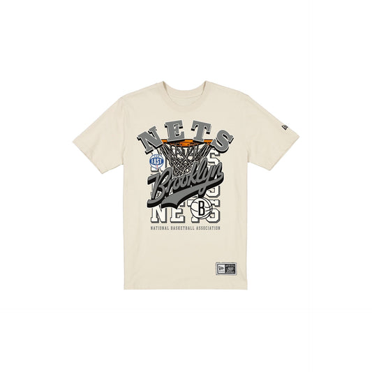 Brooklyn Nets Throwback Net Chrome White T-Shirt
