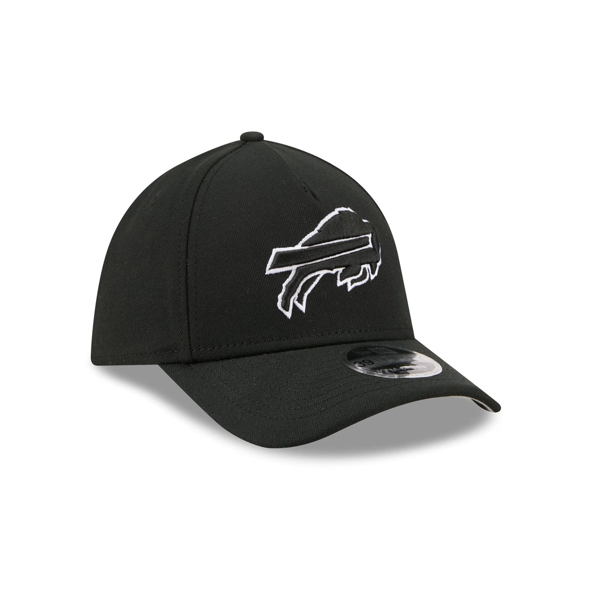 Buffalo Bills Poly Black & White 39THIRTY M-Crown A-Frame Stretch Fit Hat