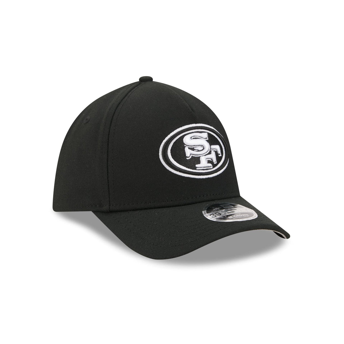 San Francisco 49ers Poly Black & White 39THIRTY M-Crown A-Frame Stretch Fit Hat