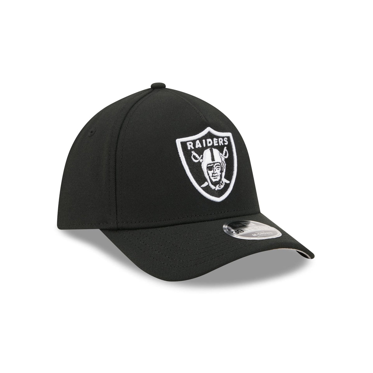 Las Vegas Raiders Poly Black & White 39THIRTY M-Crown A-Frame Stretch Fit Hat