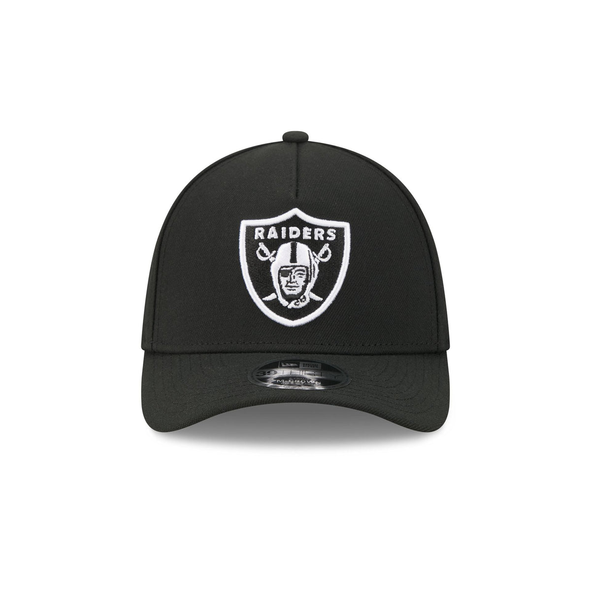 Las Vegas Raiders Poly Black & White 39THIRTY M-Crown A-Frame Stretch Fit Hat