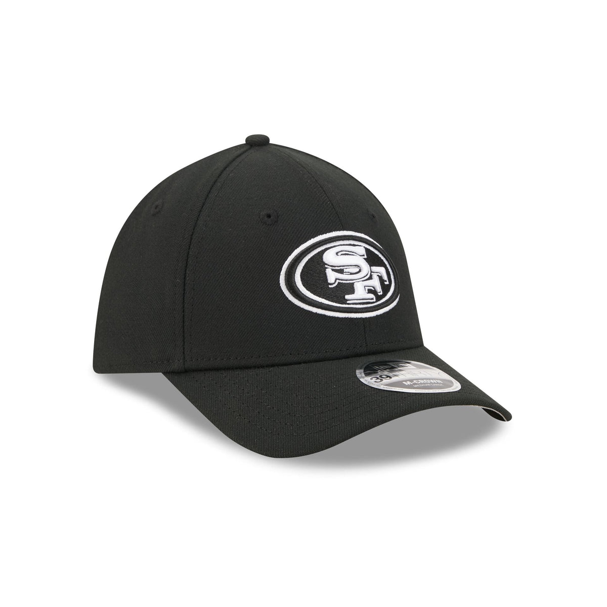 San Francisco 49ers Poly Black & White 39THIRTY M-Crown Stretch Fit Hat