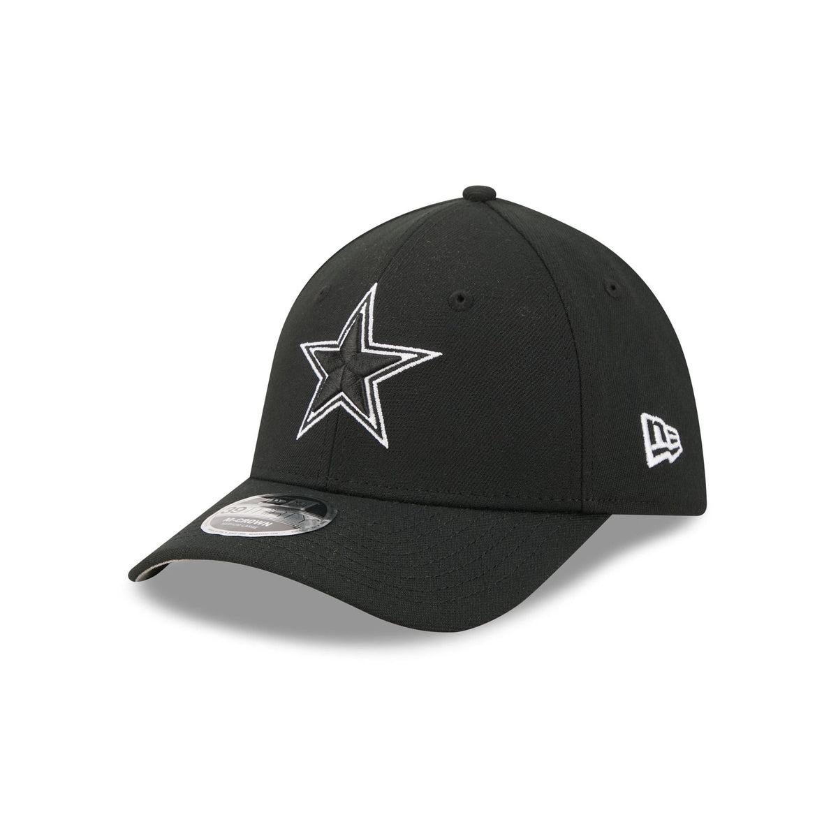 Dallas Cowboys Poly Black & White 39THIRTY M-Crown Stretch Fit Hat
