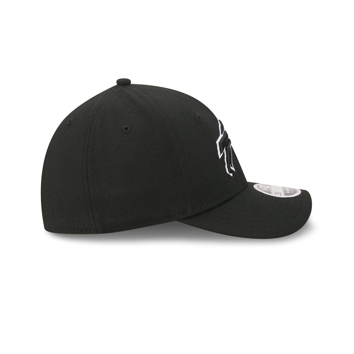 Buffalo Bills Poly Black & White 39THIRTY M-Crown Stretch Fit Hat
