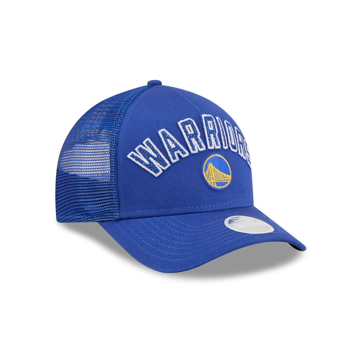 Golden State Warriors Sequin Wordmark Women's 9FORTY M-Crown A-Frame Trucker Hat