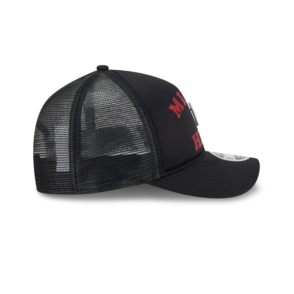 Miami Heat Button 9FORTY M-Crown A-Frame Trucker Hat