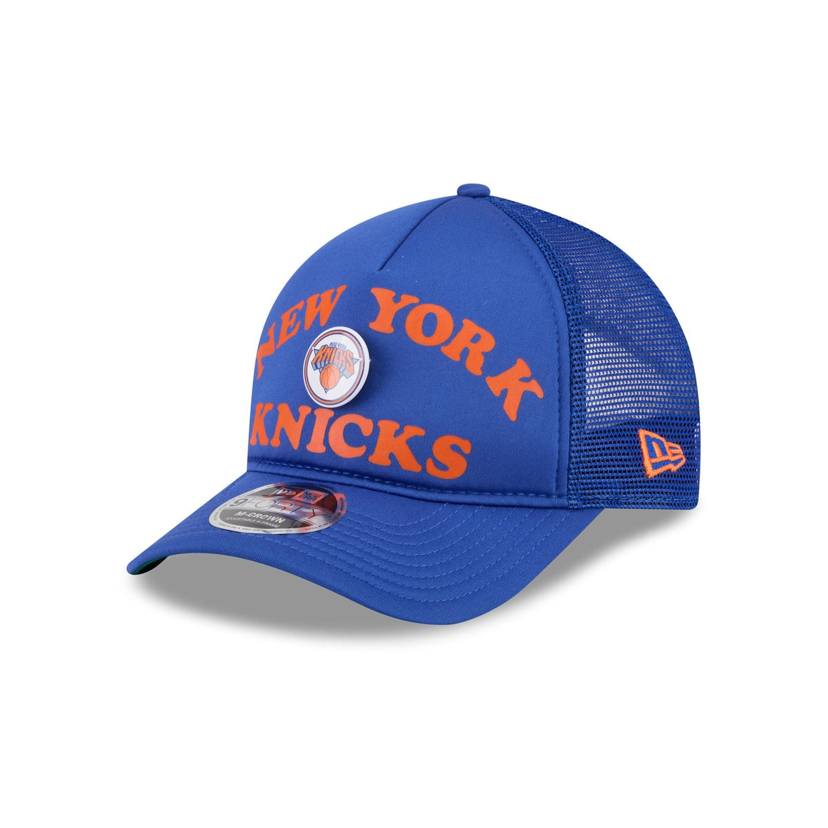 New York Knicks Button 9FORTY M-Crown A-Frame Trucker Hat