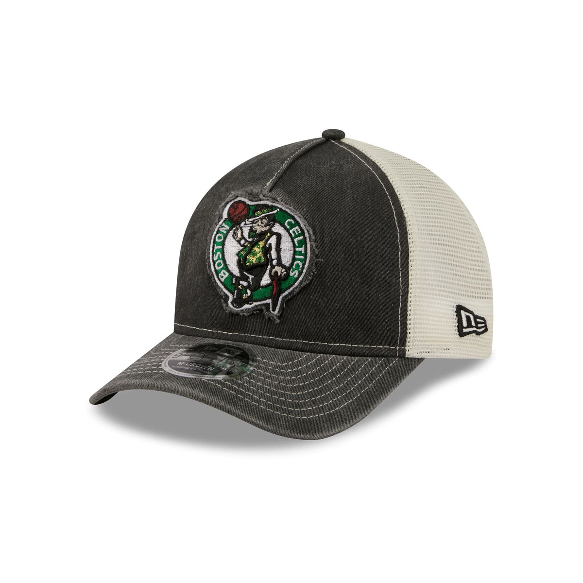 Boston Celtics Frayed Logo 9FORTY M-Crown A-Frame Trucker Hat