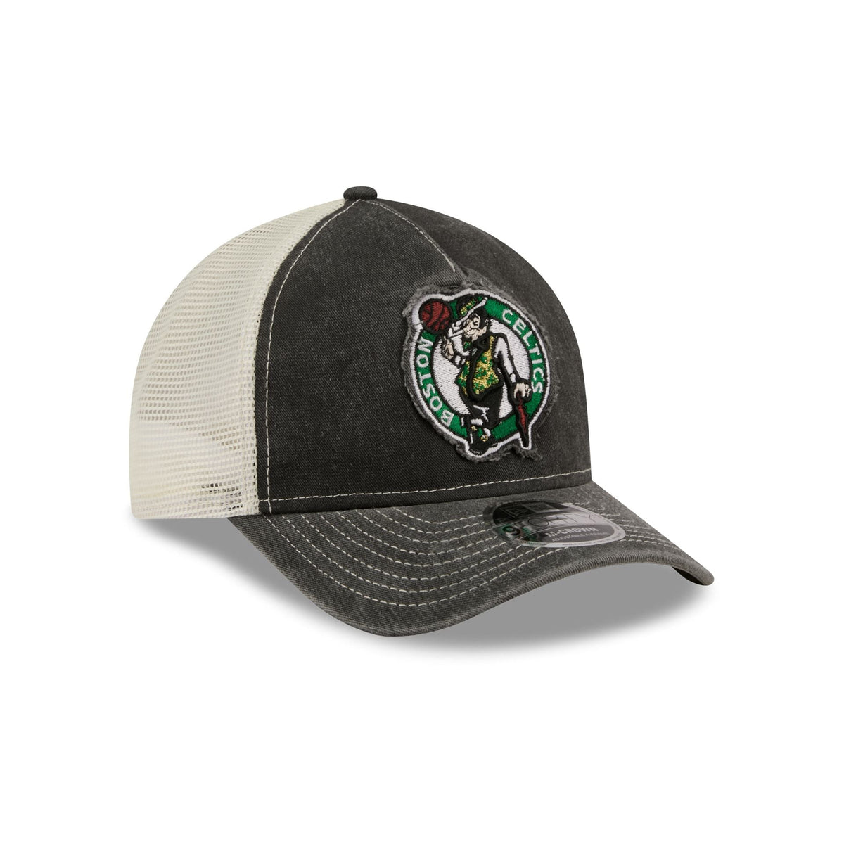Boston Celtics Frayed Logo 9FORTY M-Crown A-Frame Trucker Hat
