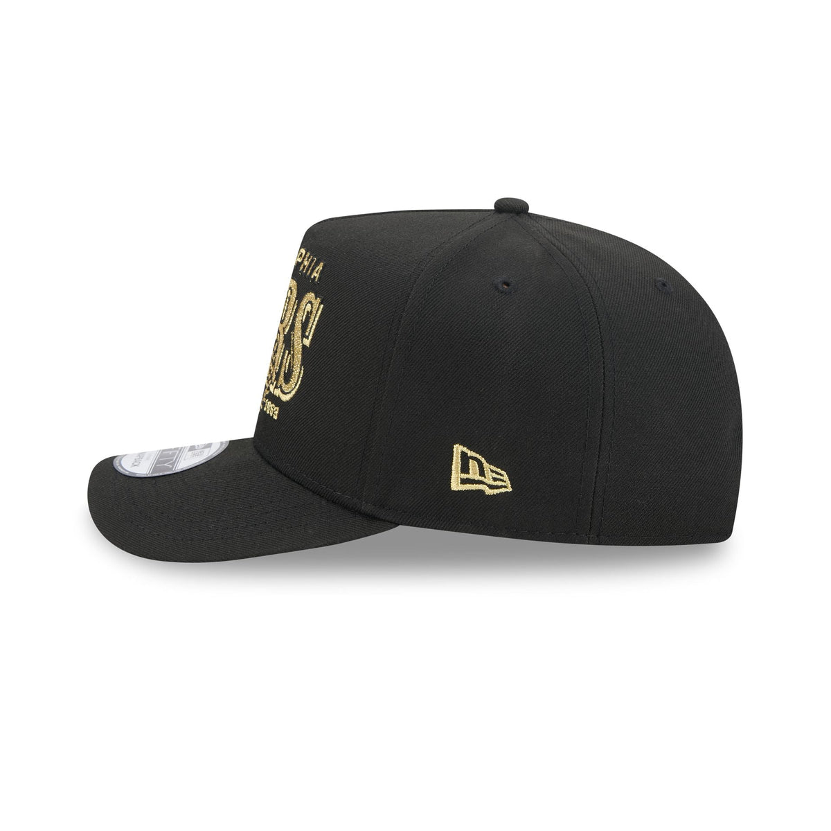 Philadelphia 76ers Gold Laurel Black 9FIFTY A-Frame Snapback Hat