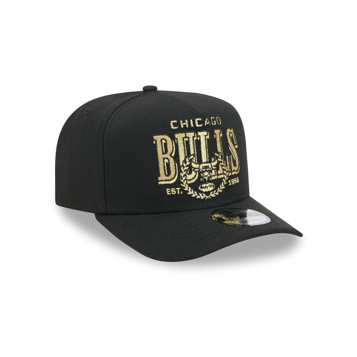 Chicago Bulls Gold Laurel Black 9FIFTY A-Frame Snapback Hat
