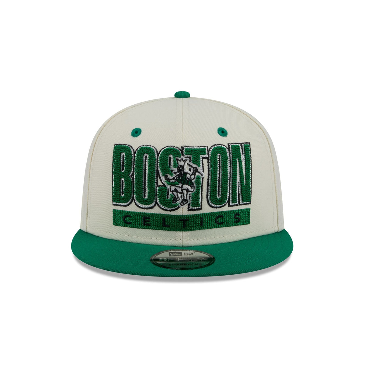 Boston Celtics Classic Stacked Chrome 9FIFTY Snapback Hat