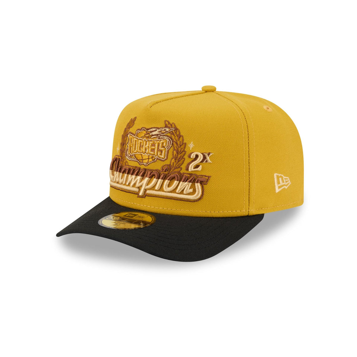 Just Caps Hardwood Classics Trophy Yellow Houston Rockets 59FIFTY A-Frame Fitted Hat